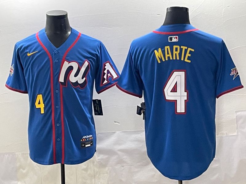 Men 2025 Arizona Diamondback #4 Marte Blue All star Blank Blue Nike MLB Jersey style 5